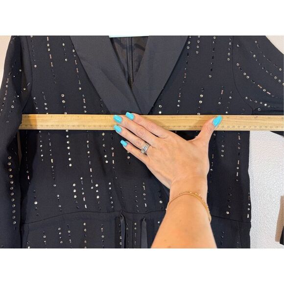 NWT Trina Turk Celebration Beaded Drawstring Black Jumpsuit Romper Women's 0 - Picture 13 of 16